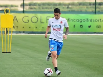 James Rodríguez, en el entrenamiento de la selección colombiana James Rodríguez, en el entrenamiento de la selección colombiana