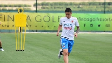 James Rodríguez, en el entrenamiento de la selección colombiana