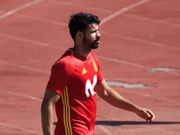 Diego Costa, en un entrenamiento de la selección española Diego Costa, en un entrenamiento de la selección española