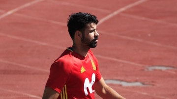 Diego Costa, en un entrenamiento de la selección española