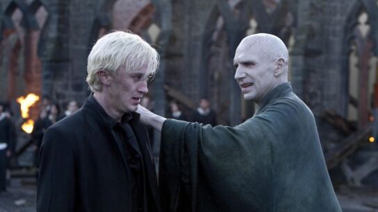 Draco Malfoy y Voldemort en la Batalla de Hogwarts