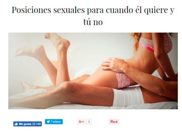 Imagen del polémico artículo sobre las posiciones sexuales para cuando no quieres sexo