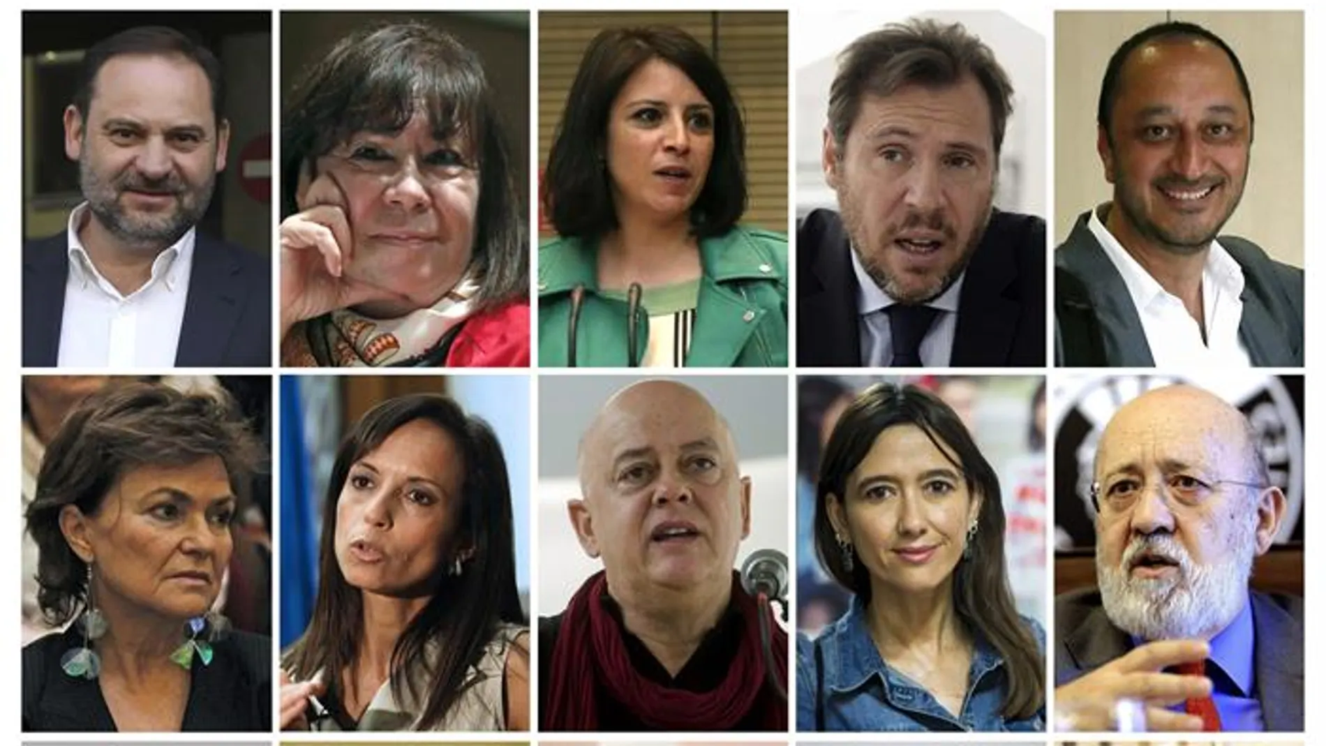 Algunos de los nombres del PSOE de Pedro Sánchez Algunos de los nombres del PSOE de Pedro Sánchez