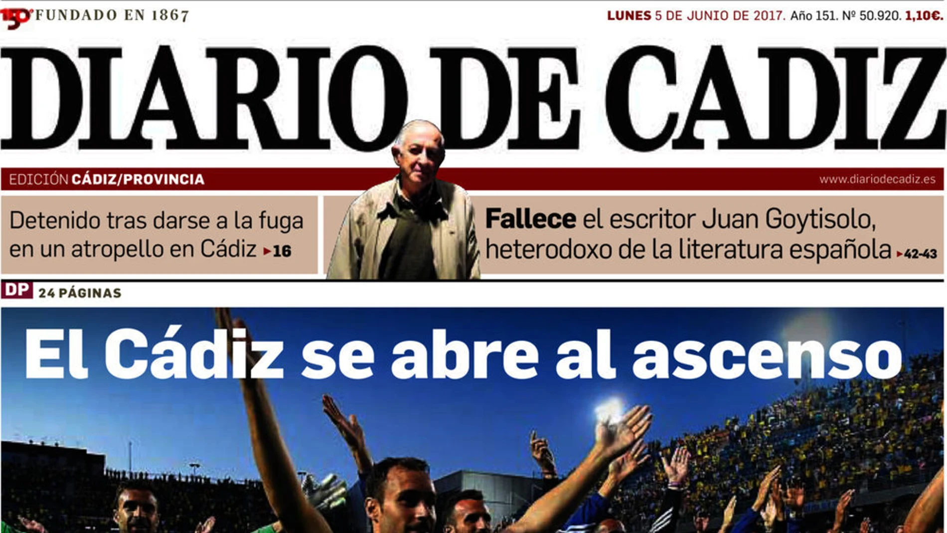 Portada de Diario de Cádiz Portada de Diario de Cádiz