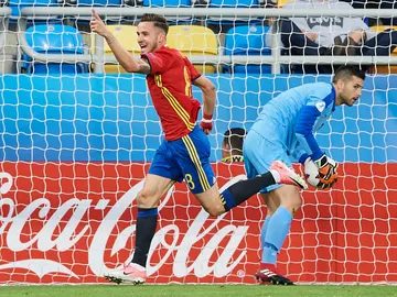 Saúl celebra un gol con España Saúl celebra un gol con España