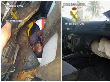 Fotografía facilitadas por la Guardia Civil, del vehículo con el que un conductor kamikaze con cinco inmigrantes Fotografía facilitadas por la Guardia Civil, del vehículo con el que un conductor kamikaze con cinco inmigrantes