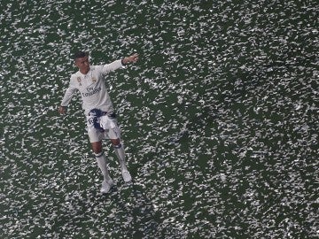 Cristiano Ronaldo, en la fiesta de la Duodécima en el Santiago Bernabéu
