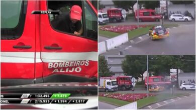 Se sale de la trazada y se estrella contra la furgoneta de bomberos