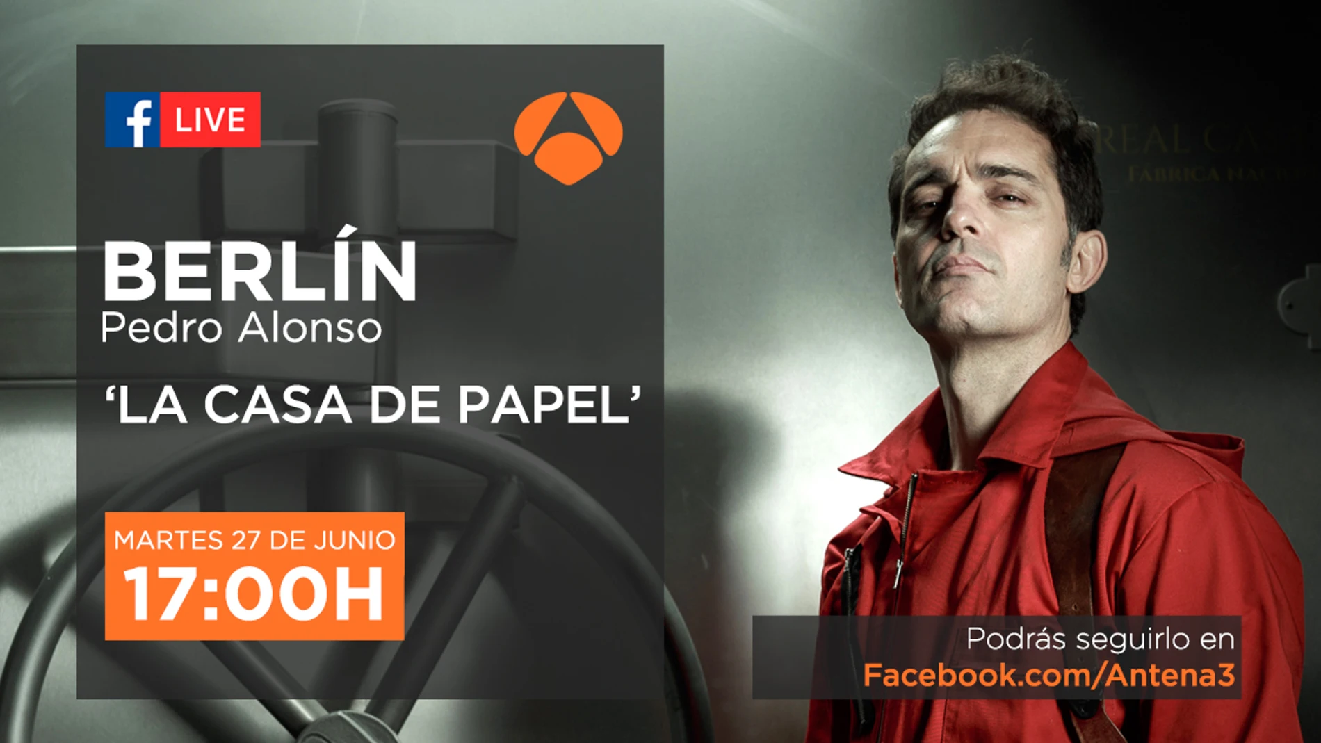 Pedro Alonso, Berlín en 'La casa de papel', nos mostrará su lado más bueno en directo en Facebook Live