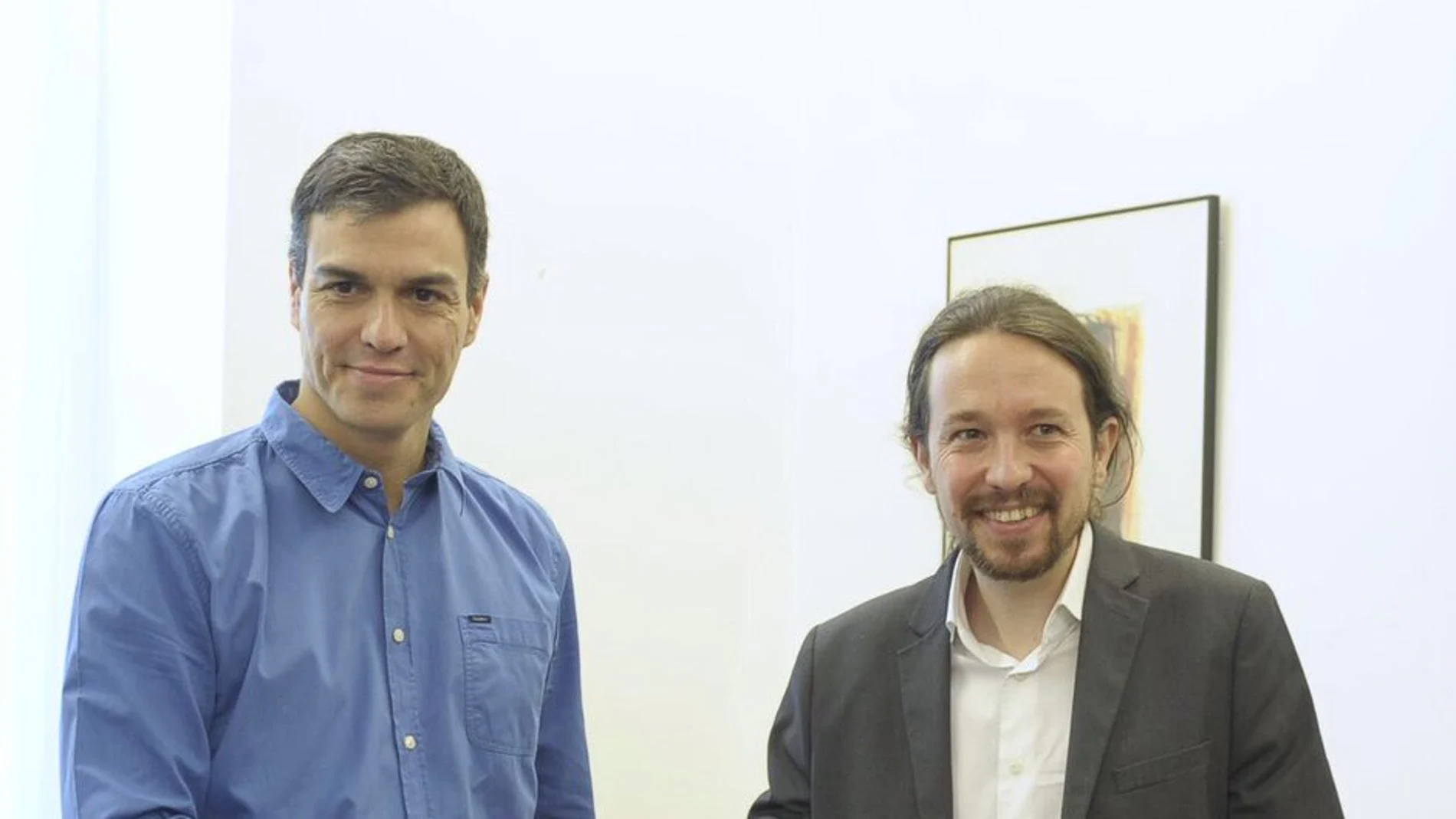 Reunión entre Pedro Sánchez y Pablo Iglesias en el Congreso Reunión entre Pedro Sánchez y Pablo Iglesias en el Congreso