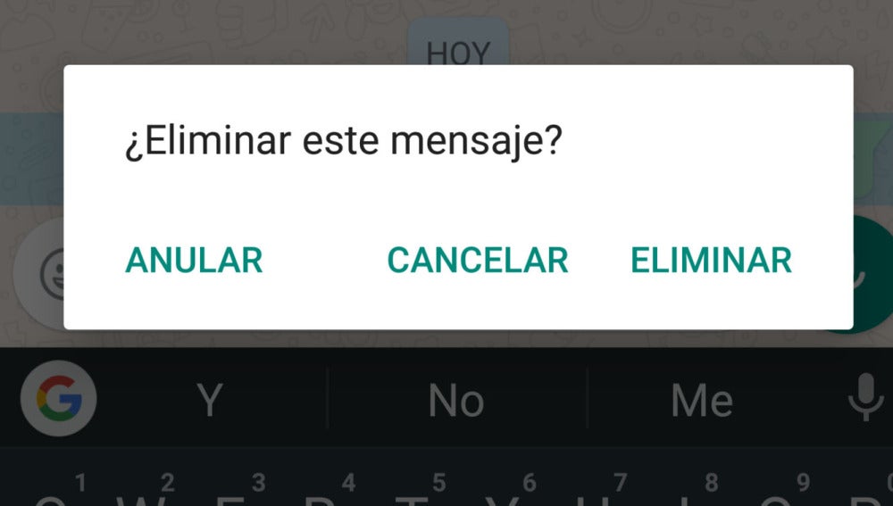 Botón "Anular" de Whatsapp