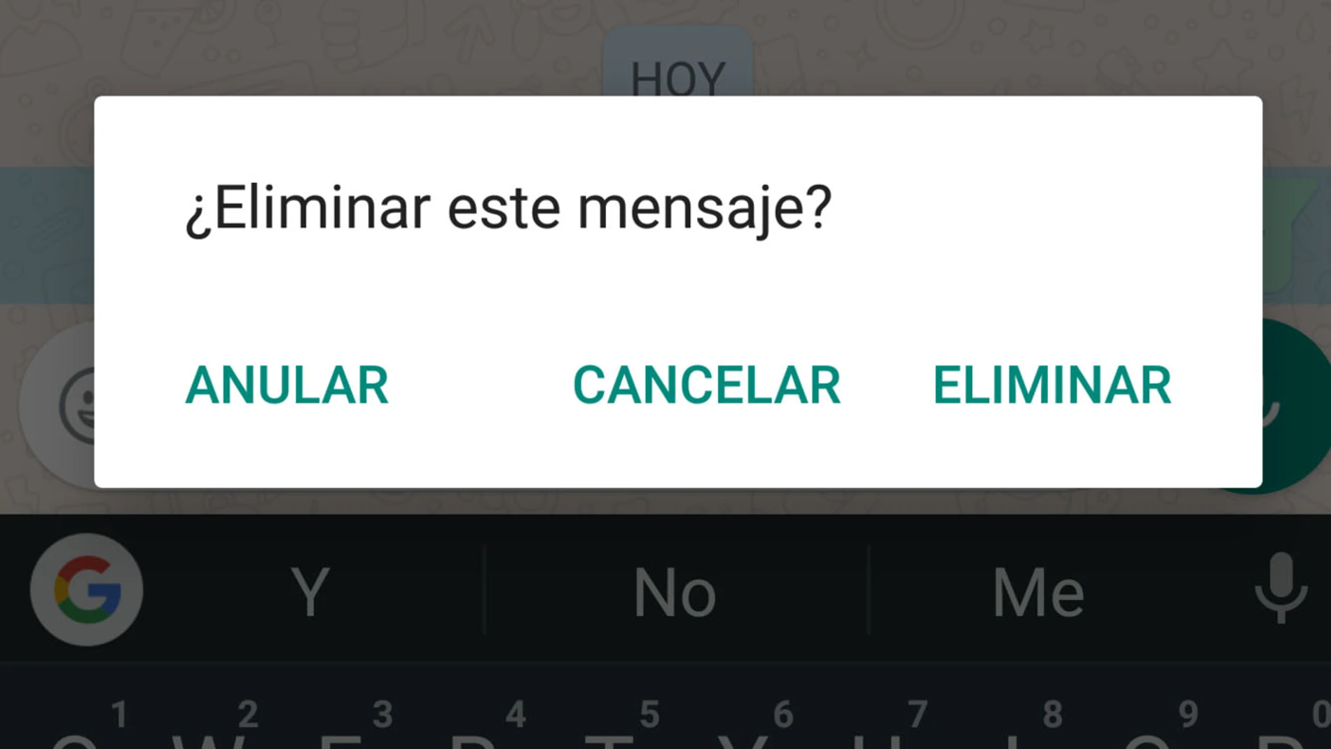 Botón "Anular" de Whatsapp Botón "Anular" de Whatsapp