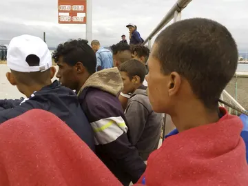 Parte de los inmigrantes rescatados Parte de los inmigrantes rescatados