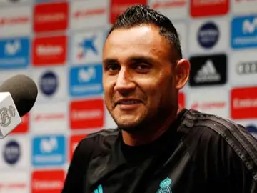 Keylor Navas, en una rueda de prensa en UCLA. Keylor Navas, en una rueda de prensa en UCLA.