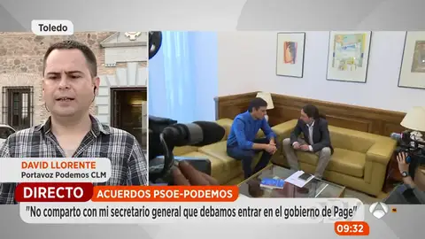 El diputado de Podemos de Castilla-La Mancha contrario a la oferta de Page: "El acuerdo presupuestario y de gobierno son cosas distintas" El diputado de Podemos de Castilla-La Mancha contrario a la oferta de Page: "El acuerdo presupuestario y de gobierno son cosas distintas"