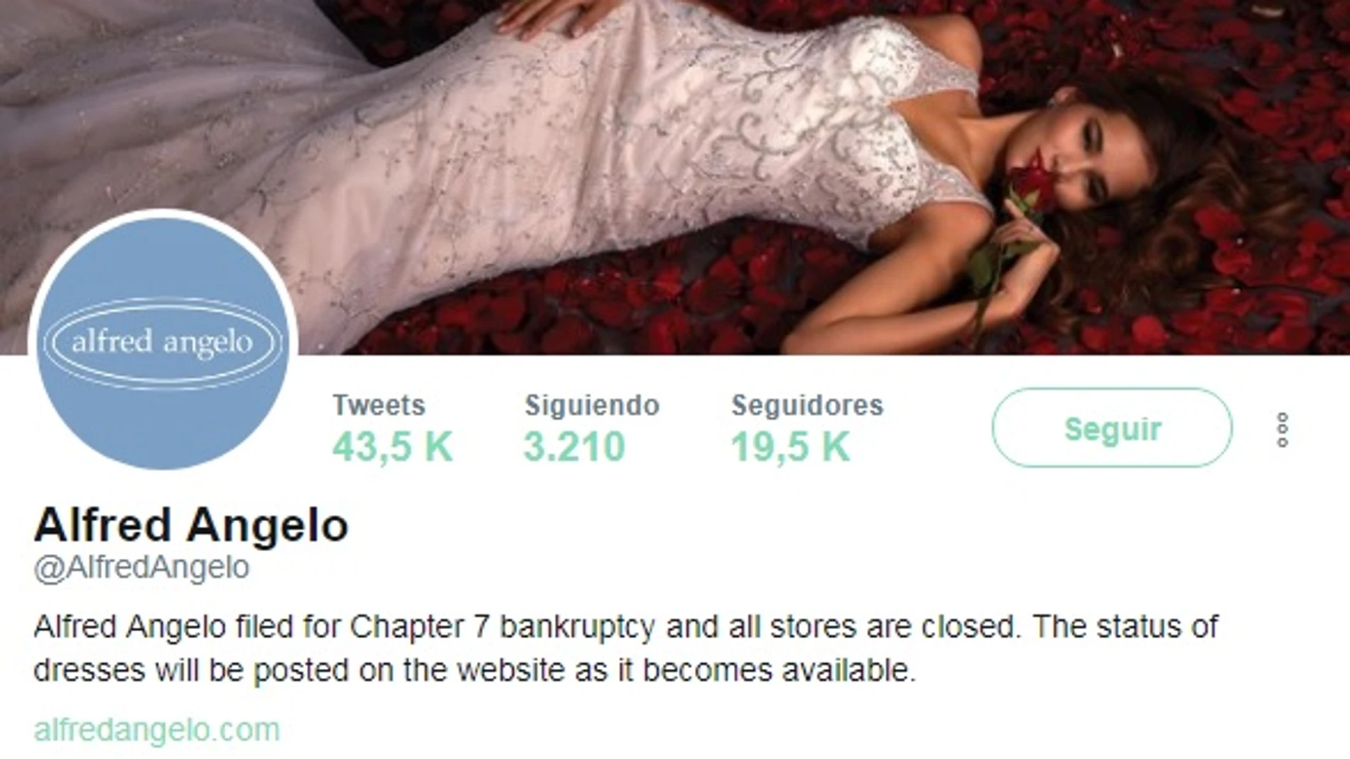 Cuenta de Twitter de la firma Alfred Angelo Cuenta de Twitter de la firma Alfred Angelo