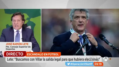 Lete, presidente del CSD: "Los indicios sobre Villar son preocupantes, buscaremos una salida a esta situación" Lete, presidente del CSD: "Los indicios sobre Villar son preocupantes, buscaremos una salida a esta situación"