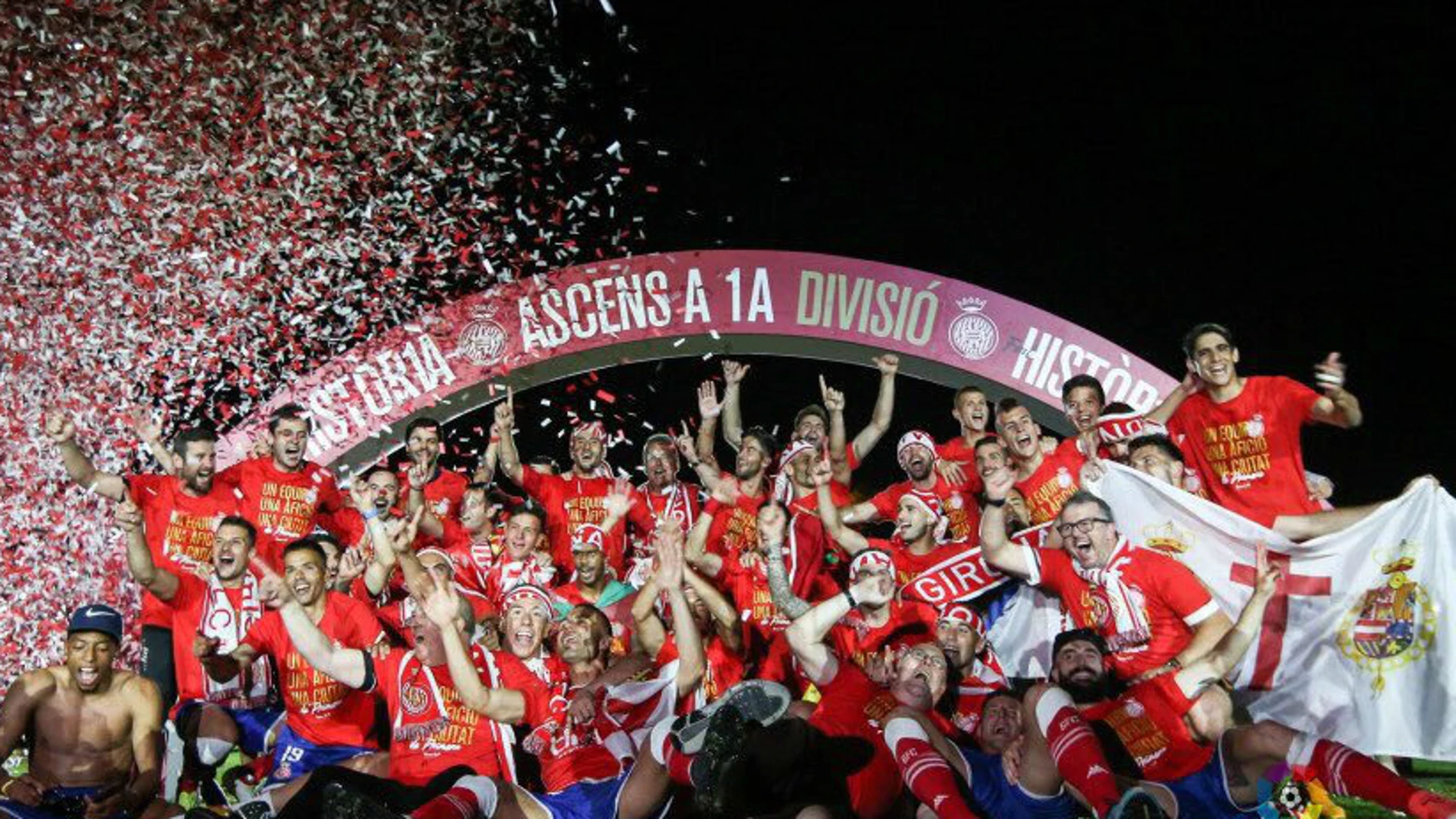 El Girona celebra el ascenso a Primera División en la campaña 2017/18 El Girona celebra el ascenso a Primera División en la campaña 2017/18