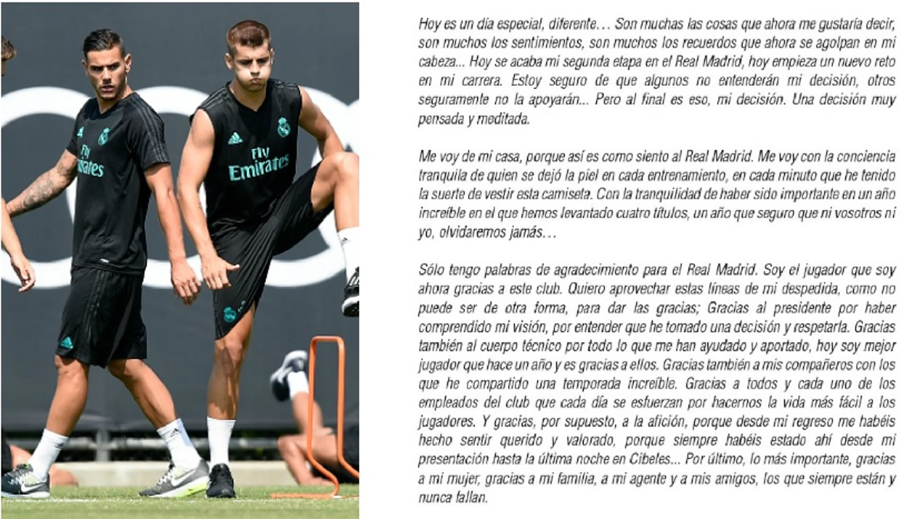 Carta de despedida de Álvaro Morata Carta de despedida de Álvaro Morata