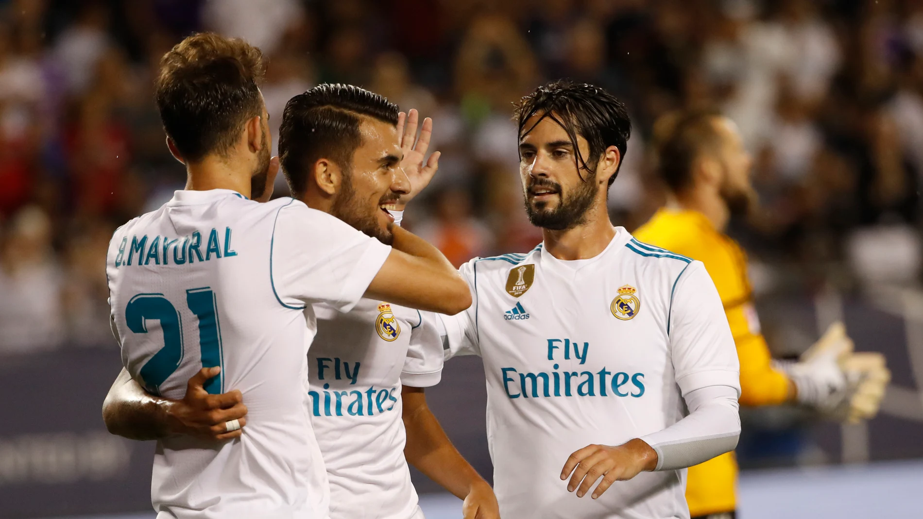 Mayoral, Ceballos e Isco celebran el gol Mayoral, Ceballos e Isco celebran el gol