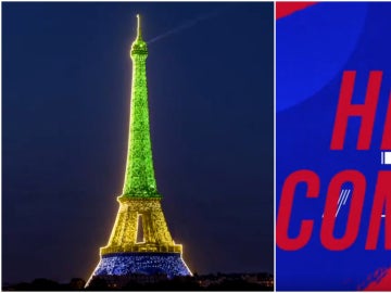 La Torre Eiffel, teñida con los colores de Brasil