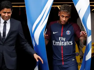 Neymar, durante su presentación con el PSG Neymar, durante su presentación con el PSG