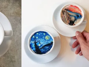 El barista se atreve con la 'Noche estrellada' de Van Gogh y 'El grito' de Munch El barista se atreve con la 'Noche estrellada' de Van Gogh y 'El grito' de Munch