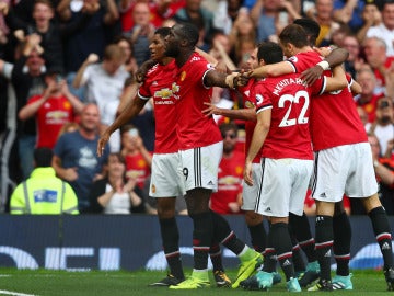 Lukaku celebra uno de sus goles ante el West Ham United