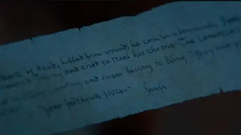 Carta que esconde Meñique en 'Juego de Tronos' Carta que esconde Meñique en 'Juego de Tronos'