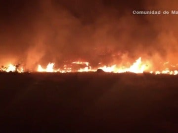 Declarado un incendio en la Cañada Real Galiana de Madrid