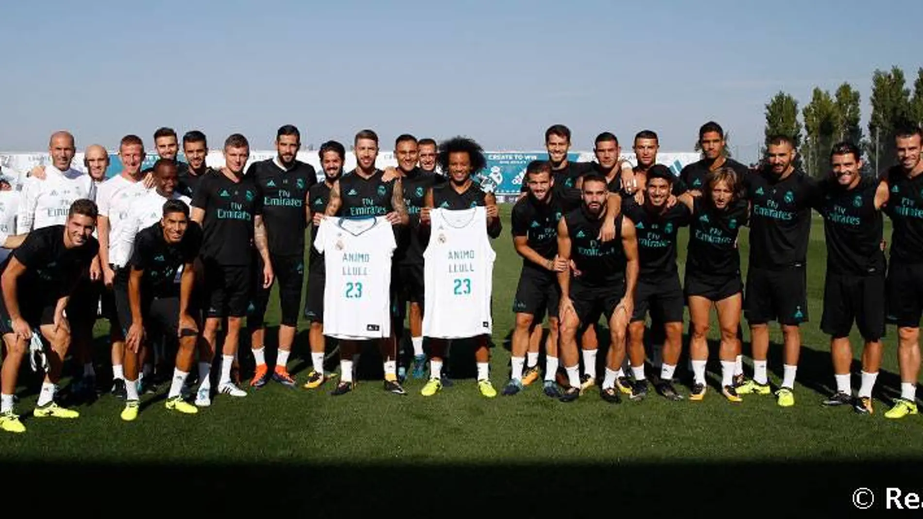 Los jugadores del Real Madrid, con camisetas en apoyo a Sergio Llull Los jugadores del Real Madrid, con camisetas en apoyo a Sergio Llull