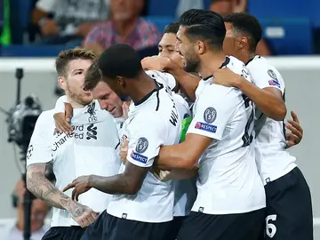 Los jugadores del Liverpool celebran un gol Los jugadores del Liverpool celebran un gol