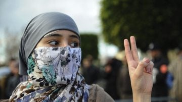 Manifestantes en favor de los saharauis