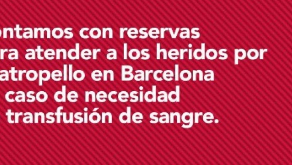 Anuncio del banco de sangre por el atentado