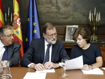 Mariano Rajoy, Juan Ignacio Zoido y Soraya Sáenz de Santamaría Mariano Rajoy, Juan Ignacio Zoido y Soraya Sáenz de Santamaría