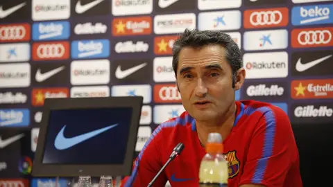 Ernesto Valverde, durante la rueda de prensa Ernesto Valverde, durante la rueda de prensa