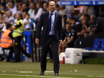 Zidane, durante el partido contra el Deportivo