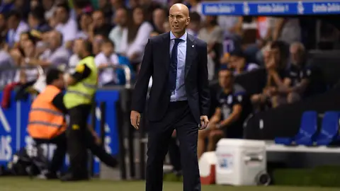 Zidane, durante el partido contra el Deportivo Zidane, durante el partido contra el Deportivo