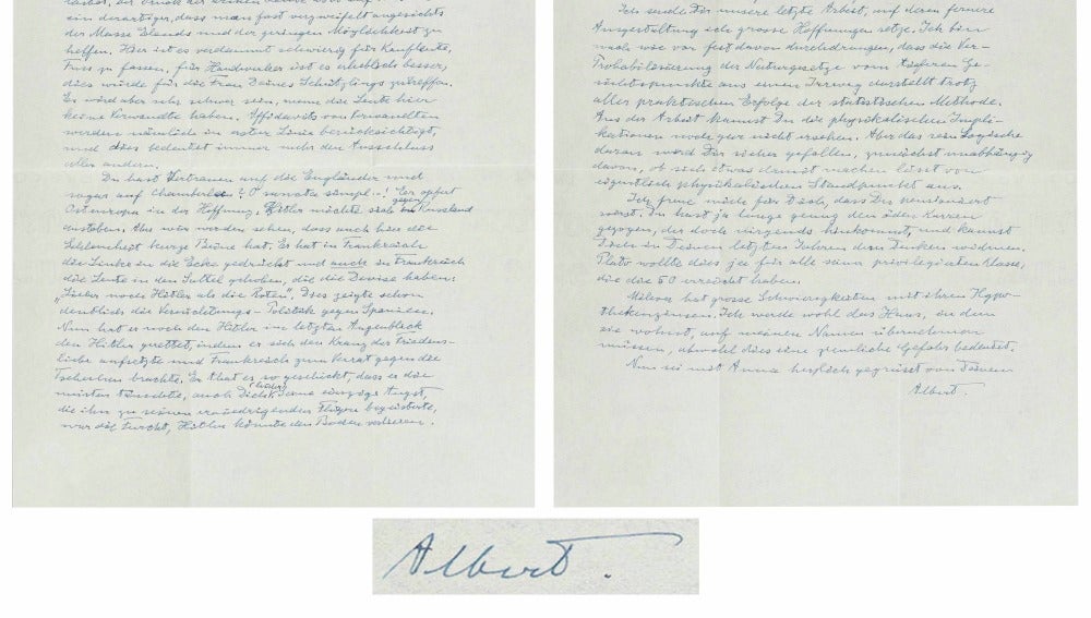 Unas cartas de Albert Einstein sobre el nazismo y los problemas