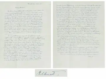 Carta de 1938 dirigida a su amigo Michele Besso en la que carga contra el primer ministro inglés, Neville Chamberlain, por firmar los acuerdos de Múnich Carta de 1938 dirigida a su amigo Michele Besso en la que carga contra el primer ministro inglés, Neville Chamberlain, por firmar los acuerdos de Múnich