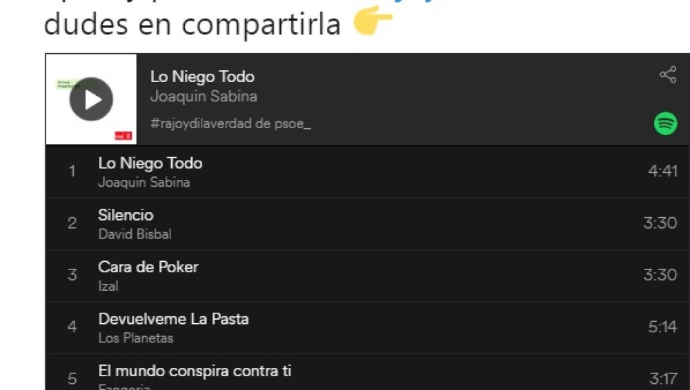 Playlist del PSOE contra Rajoy