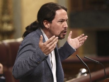 El líder de Podemos, Pablo Iglesias, durante sus apelaciones El líder de Podemos, Pablo Iglesias, durante sus apelaciones