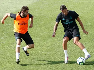 Theo Hernández, en un entrenamiento del Real Madrid. Theo Hernández, en un entrenamiento del Real Madrid.