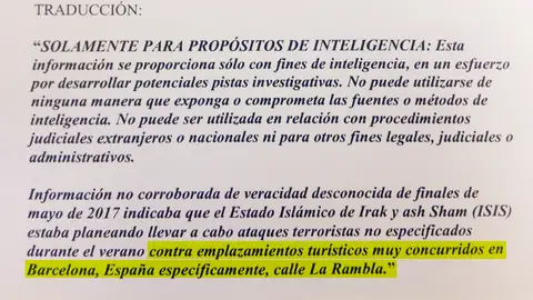 Texto enviado por la CIA a los Mossos d'Esquadra Texto enviado por la CIA a los Mossos d'Esquadra