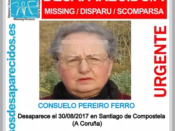Consuelo Pereiro Ferro, de 82 años, desaparecida Consuelo Pereiro Ferro, de 82 años, desaparecida