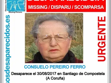 Consuelo Pereiro Ferro, de 82 años, desaparecida Consuelo Pereiro Ferro, de 82 años, desaparecida
