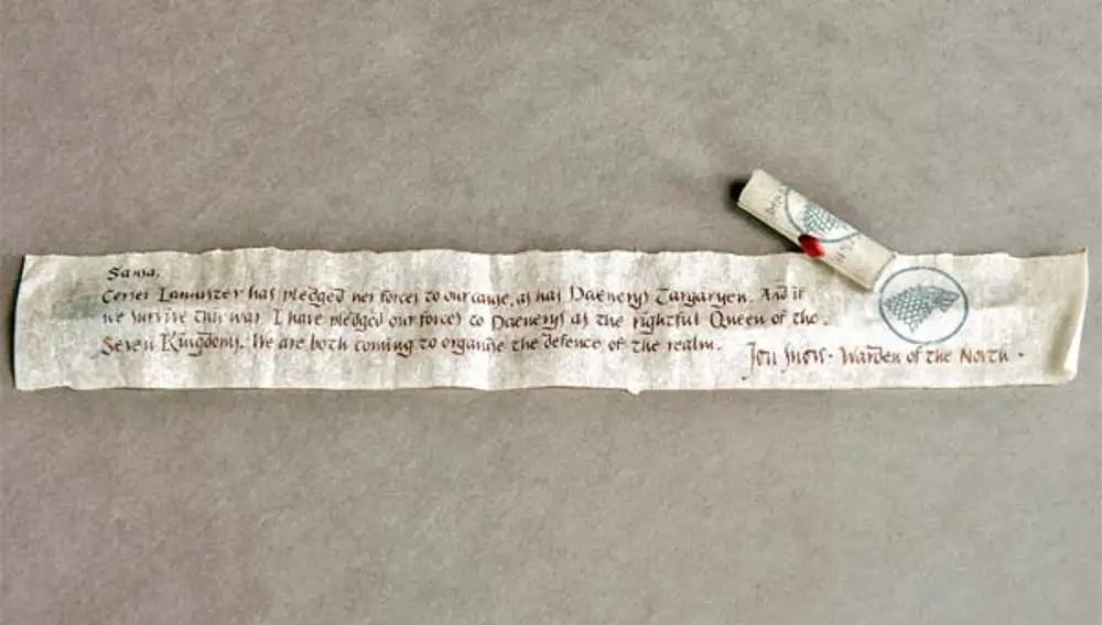 Carta de Jon Snow a Sansa en 'Juego de Tronos'