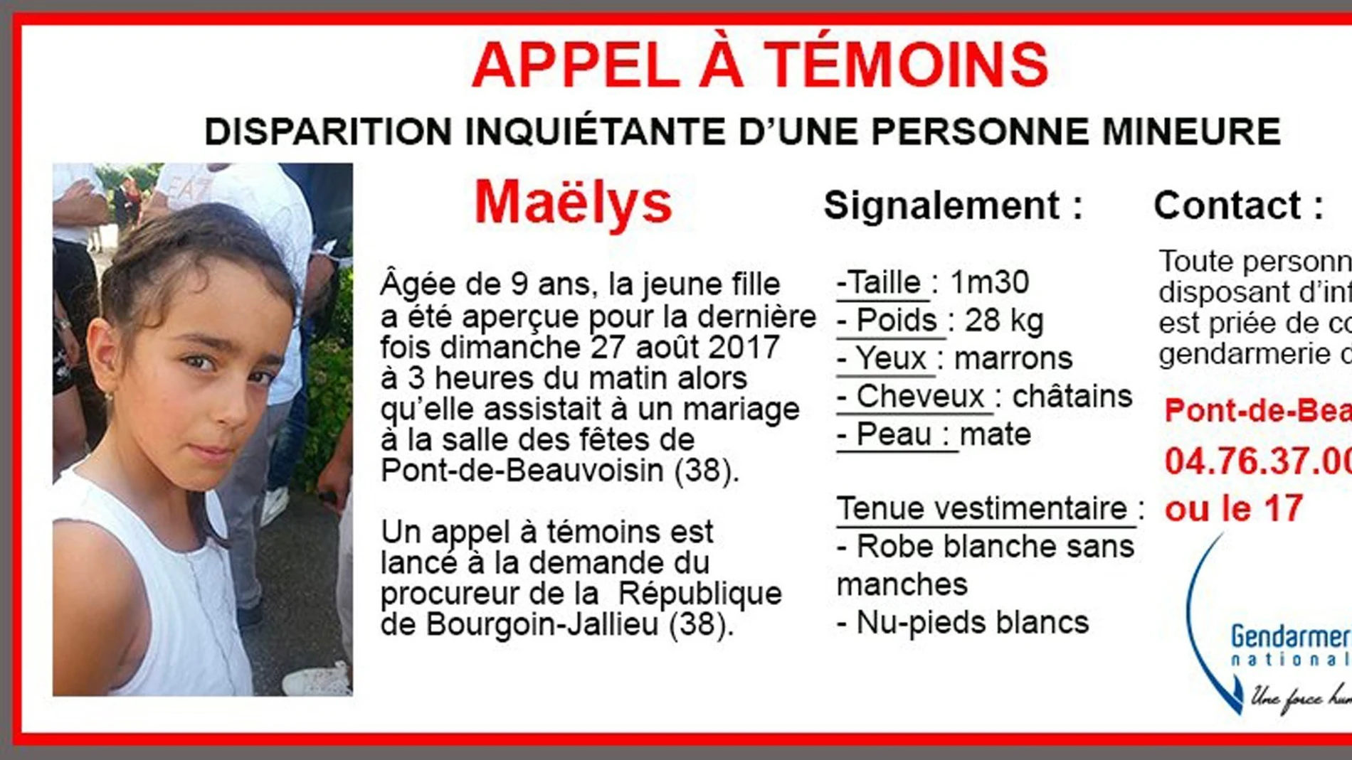 Maëlys De Araujo, la niña de 9 años desaparecida en Francia Maëlys De Araujo, la niña de 9 años desaparecida en Francia