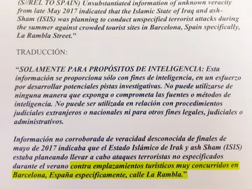 Texto enviado por la CIA a los Mossos d'Esquadra Texto enviado por la CIA a los Mossos d'Esquadra