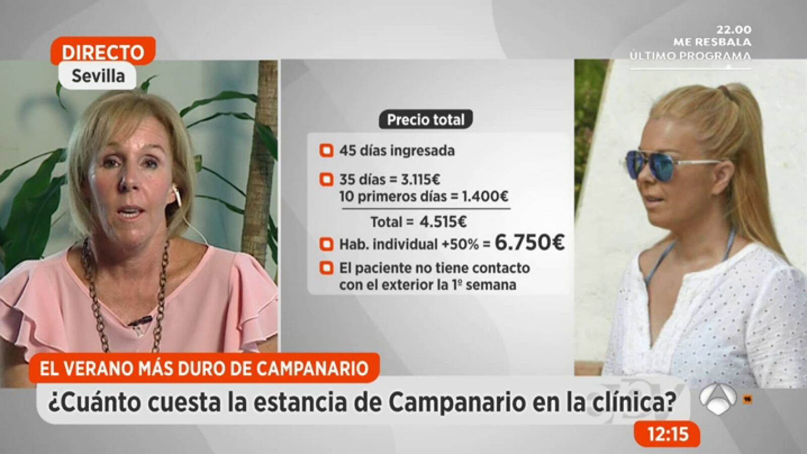 ¿Cuánto cuesta la estancia de Campanario en la clínica?